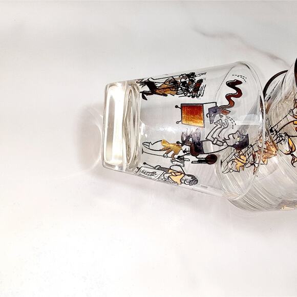 Mid Century modern Double drinking Glasses Set of 5 Pressroom Characters - Picture 13 of 13